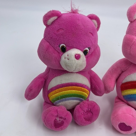 2 Pcs Care Bears Cheer Bear Pink Rainbow Plush 10” & 8” - Picture 3 of 4